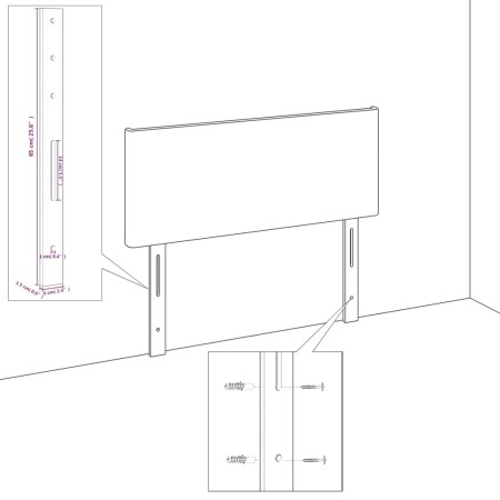 Testiera 4 pz Tortora 90x5x78/88 cm in Tessuto