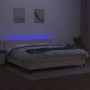 Letto a Molle Materasso e LED bianco 200x200cm in Tessuto