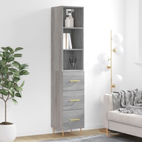 Credenza Grigio Sonoma 34,5x34x180 cm in Legno Multistrato