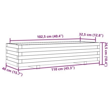 Fioriera da Giardino Bianca 110x40x26,5 cm in Legno di Pino