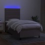 Letto a Molle con Materasso e LED Tortora 90x190 cm in Tessuto