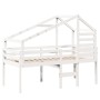 Letto a Soppalco con Tetto Bianco 75x190 cm in Legno di Pino