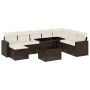 Set Divani da Giardino 9pz con Cuscini Marrone in Polyrattan