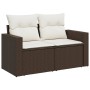 Set Divani da Giardino 9pz con Cuscini Marrone in Polyrattan