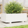 Fioriera da Giardino Bianca 70x40x26,5cm Legno Massello di Pino