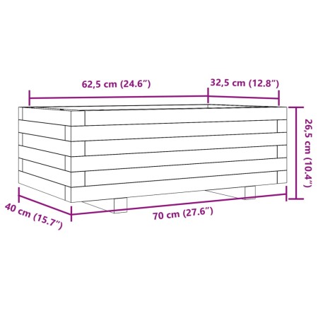 Fioriera da Giardino Bianca 70x40x26,5cm Legno Massello di Pino