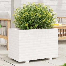 Fioriera da Giardino Bianca 70x40x49,5cm Legno Massello di Pino