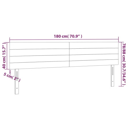 Testiera a LED Tortora 180x5x78/88 cm in Tessuto