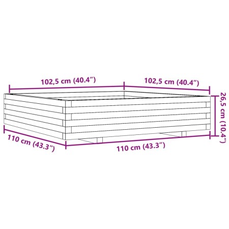 Fioriera Giardino Marrone Cera 110x110x26,5 cm in Legno di Pino