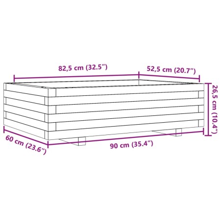 Fioriera da Giardino Bianca 90x60x26,5cm Legno Massello di Pino