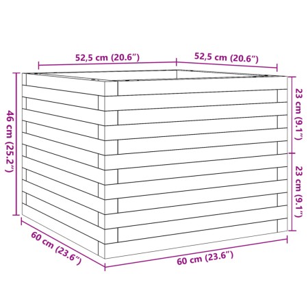 Fioriera da Giardino 60x60x46 cm in Legno di Pino Impregnato