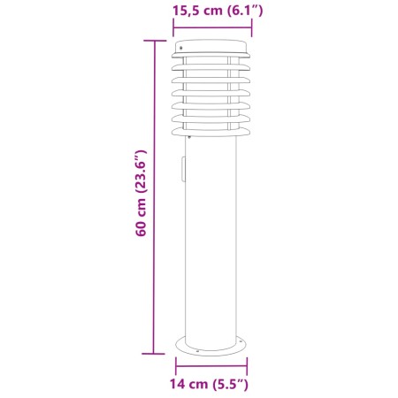 Lampade da Terra per Esterni con Presa 3 pz Nere 60 cm Acciaio