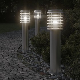 Lampada da Terra per Esterni con Presa Argento 60 cm in Acciaio