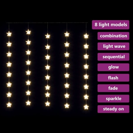 Luci Fatate a Stella a LED 200 LED Bianco Caldo 8 Funzioni