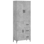 Credenza Grigio Cemento 69,5x34x180 cm in Legno Multistrato