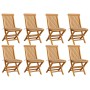 Sedie da Giardino con Cuscini Beige 8 pz in Massello di Teak