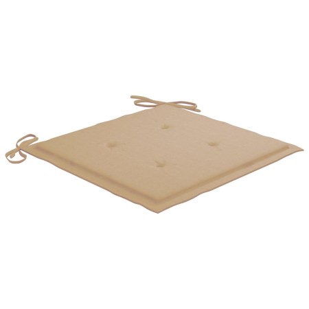 Sedie da Giardino con Cuscini Beige 8 pz in Massello di Teak