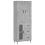 Credenza Grigio Cemento 69,5x34x180 cm in Legno Multistrato