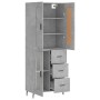 Credenza Grigio Cemento 69,5x34x180 cm in Legno Multistrato