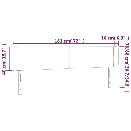 Testiera a LED Blu Scuro 183x16x78/88 cm in Velluto