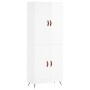 Credenza Bianco Lucido 69,5x34x180 cm in Legno Multistrato