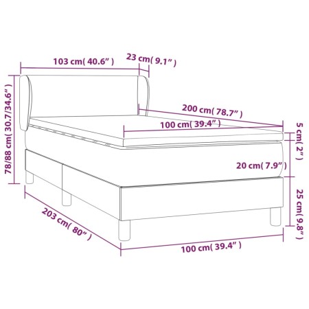 Giroletto a Molle con Materasso Verde Scuro 100x200 cm Velluto