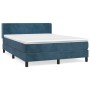 Giroletto a Molle con Materasso Blu Scuro 140x200 cm in Velluto