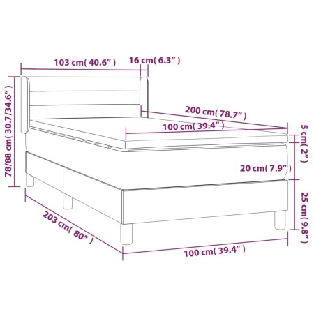 Giroletto a Molle con Materasso Rosa 100x200 cm in Velluto