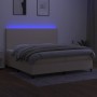 Letto a Molle Materasso e LED bianco 200x200cm in Tessuto