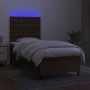 Letto a Molle Materasso e LED Marrone Scuro 100x200 cm Tessuto