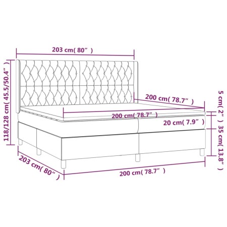 Letto a Molle Materasso e LED Blu 200x200cm in Tessuto