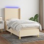 Letto a Molle con Materasso e LED Crema 80x200 cm in Tessuto