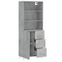 Credenza Grigio Cemento 69,5x34x180 cm in Legno Multistrato