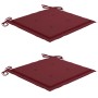 Sedie Giardino con Cuscini Rosso Vino 2 pz Legno Massello Teak