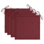 Sedie Giardino con Cuscini Rosso Vino 4 pz Legno Massello Teak