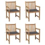 Sedie da Giardino 4 pz con Cuscini Antracite Massello di Teak