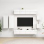 Set di Mobili Porta TV 8 pz Bianco Lucido in Legno Multistrato