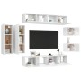 Set di Mobili Porta TV 8 pz Bianco Lucido in Legno Multistrato