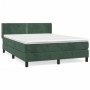 Giroletto a Molle con Materasso Verde Scuro 140x200 cm Velluto