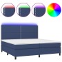 Letto a Molle Materasso e LED Blu 200x200cm in Tessuto