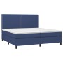 Letto a Molle Materasso e LED Blu 200x200cm in Tessuto