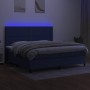 Letto a Molle Materasso e LED Blu 200x200cm in Tessuto