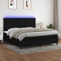 Letto a Molle Materasso e LED Nero 200x200cm in Tessuto