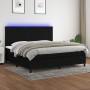 Letto a Molle Materasso e LED Nero 200x200cm in Tessuto