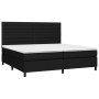 Letto a Molle Materasso e LED Nero 200x200cm in Tessuto