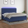 Letto a Molle Materasso e LED Blu 200x200cm in Tessuto