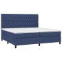 Letto a Molle Materasso e LED Blu 200x200cm in Tessuto