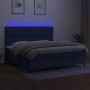 Letto a Molle Materasso e LED Blu 200x200cm in Tessuto