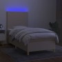 Letto a Molle con Materasso e LED Crema 80x200 cm in Tessuto