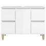 Mobile Lavabo Bianco Lucido 80x33x60 cm in Legno Multistrato